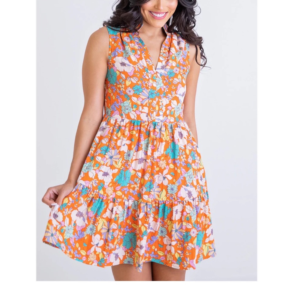 Karlie Orange Floral Mini Dress NWOT
